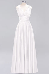 Chic Burgundy Satin Long Bridesmaid Dresses With One Shoulder-Babyonlines